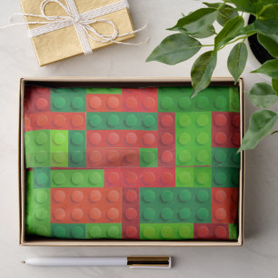 Papier Mousseline Blocs de briques de construction rouge et verte