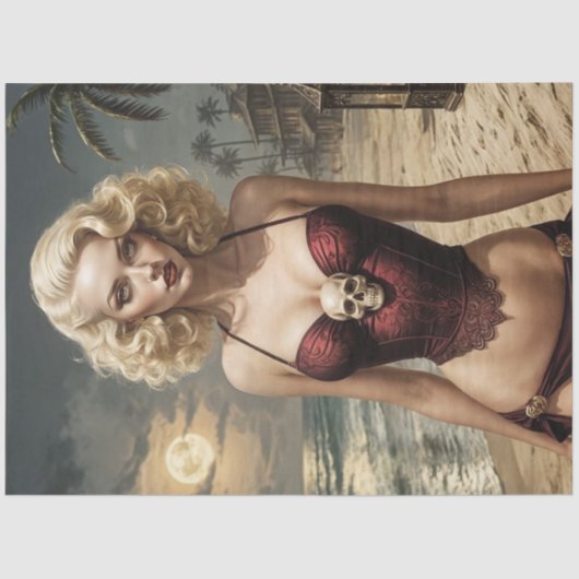 Papier Mousseline Blonde Bombshell - Edgy Pin-Up Decoupage (Recto)