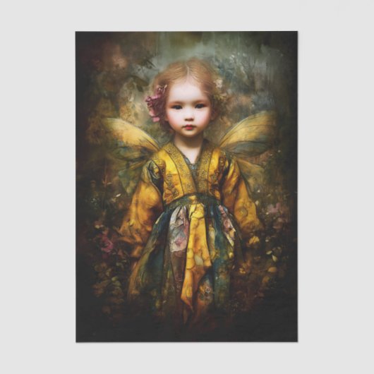 Papier Mousseline Blonde mignonne Fée d'enfant magique EG6L Découpag (Recto)
