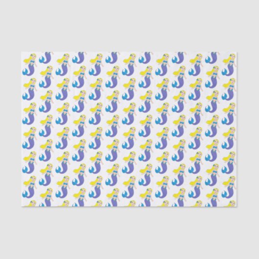 Papier Mousseline Blonde nage Sirène fille pourpre Queue Océan Mer (Recto)