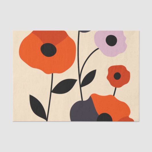 Papier Mousseline Bloom minimal du pavot (Recto)