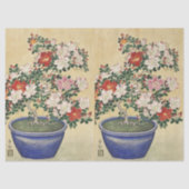 Papier Mousseline Blooming Azalea in Blue Pot Janpanese Flower Art (Recto)
