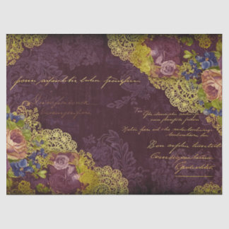 Papier Mousseline Blooms baroques de Bourgogne & Découpage Gold Spla