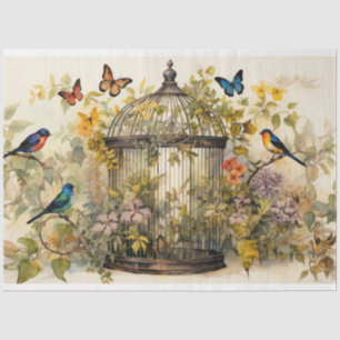 Papier Mousseline Blooms enchantés : Découpage de cage d'oiseaux