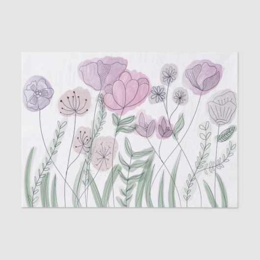 Papier Mousseline Blooms Fleurs sauvages aquarelles (Recto)