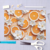 Papier Mousseline Blossom Orange Texté (Artisanat)