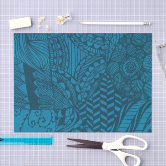 Papier Mousseline Blue Abstract Art Pattern (Artisanat)