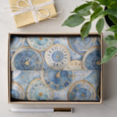 Papier Mousseline Blue and Gold Clock Pattern (Cadeau)