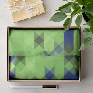 Papier Mousseline blue and green geometric pattern