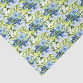 Papier Mousseline Blue and Navy Flowers with Foliage  (Détail)