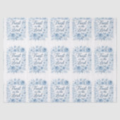 Papier Mousseline Blue and White Floral Uplifting Script Faith  (Recto)
