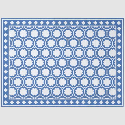 Papier Mousseline Blue and White Modern Bone Inlay Decoupage Paper (Recto)