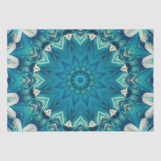 Papier Mousseline Blue Aqua Mandala Rosette Retro Hippie (Recto)