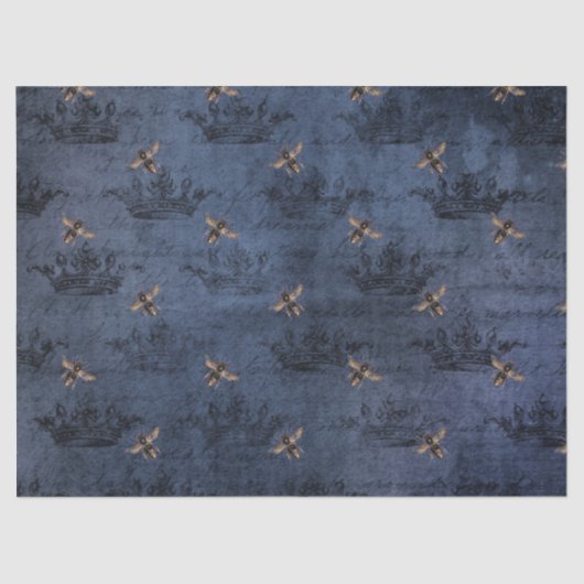 Papier Mousseline Blue Bee Series Design 5 Tissu Paper (Recto)