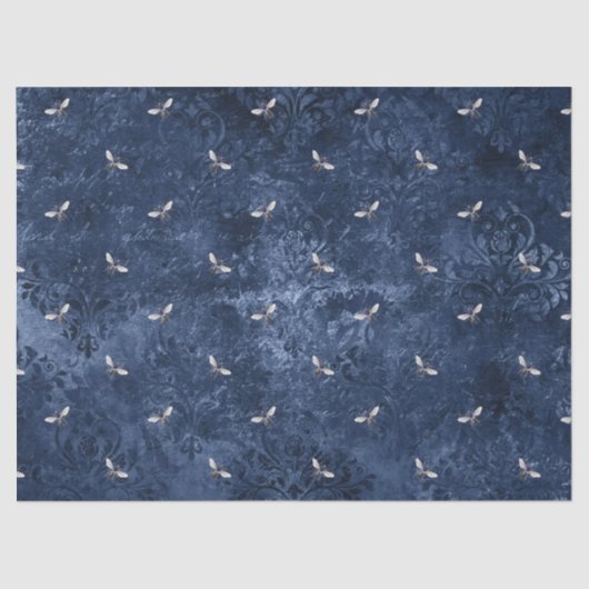Papier Mousseline Blue Bee Series Design 7 Tissu Paper (Recto)