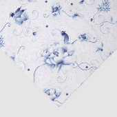 Papier Mousseline Blue Bird Rose Chinoiserie Floral (Détail)