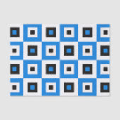 Papier Mousseline Blue Black and White Checkered Squares Pattern (Recto)