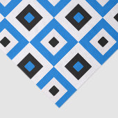 Papier Mousseline Blue Black and White Checkered Squares Pattern (Détail)