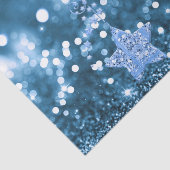 Papier Mousseline Blue Bokeh Faux Parties scintillant & Stars Tissu  (Détail)