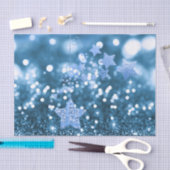 Papier Mousseline Blue Bokeh Faux Parties scintillant & Stars Tissu  (Artisanat)
