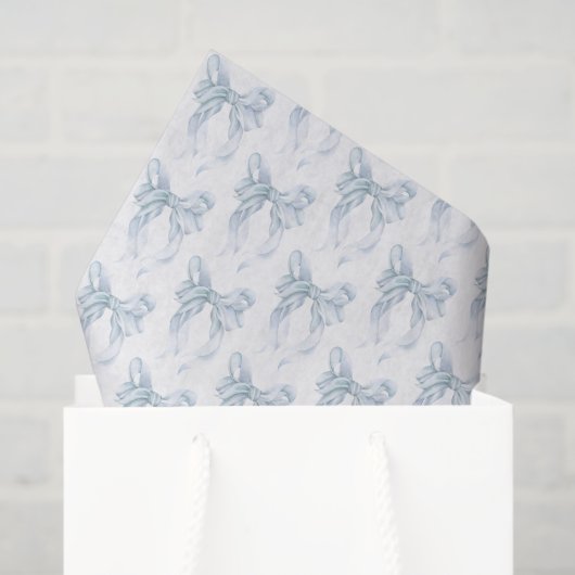 Papier Mousseline Blue Bow  (Sac cadeau)