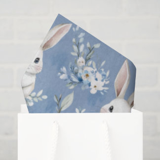 Papier Mousseline Blue Bunny Wishes – Custom Easter Wrapping Paper