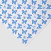 Papier Mousseline Blue Butterfly and Flower Custom Text (Détail)