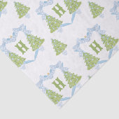 Papier Mousseline Blue Chinoiserie Arbre de Noël Monogram Crest (Détail)