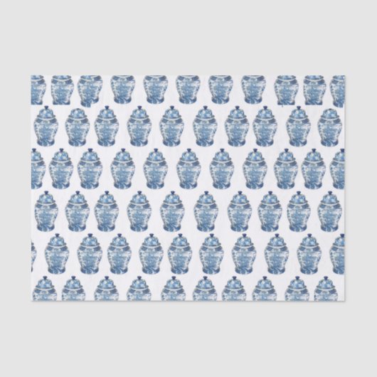 Papier Mousseline Blue Chinoiserie Ginger Jar Jars  (Recto)