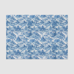 Papier Mousseline Blue Chinoiserie Porcelaine chinese
