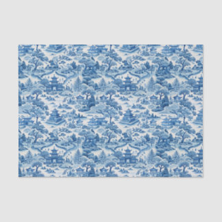 Papier Mousseline Blue Chinoiserie Porcelaine chinese