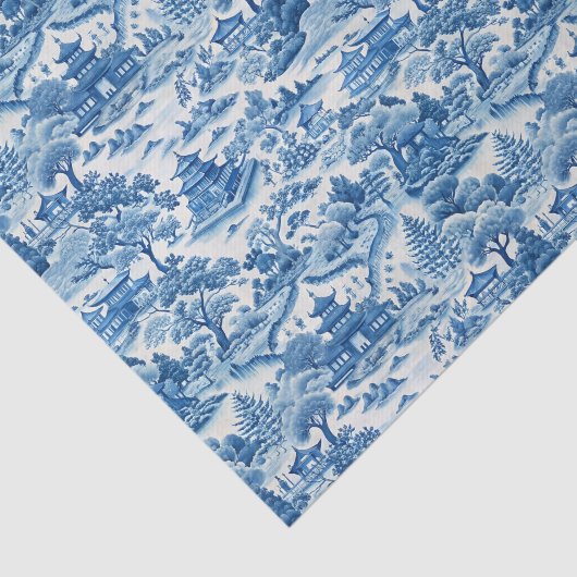 Papier Mousseline Blue Chinoiserie Porcelaine chinese (Détail)