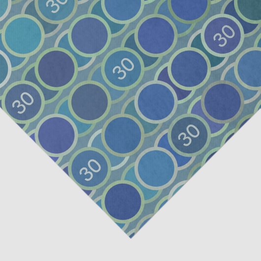 Papier Mousseline Blue Circles Pattern Custom Birthday Age (Détail)