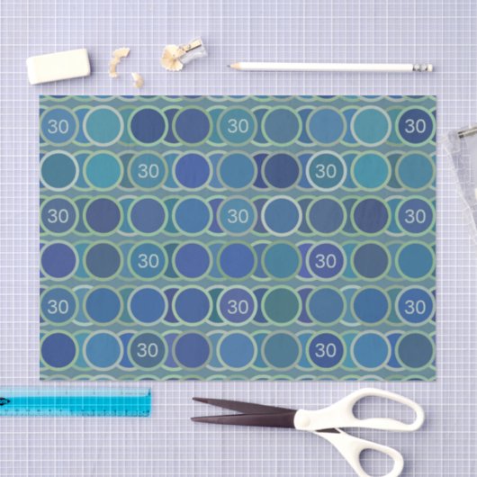 Papier Mousseline Blue Circles Pattern Custom Birthday Age (Artisanat)