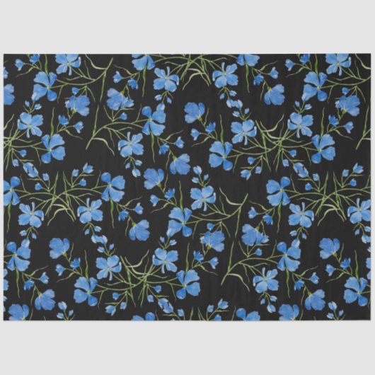 Papier Mousseline Blue Cosmos Flowers (Recto)