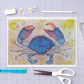 Papier Mousseline Blue Crab Salty Sidewalker Art par Elizabeth Rober (Artisanat)