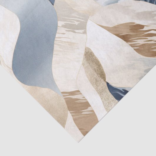 Papier Mousseline Blue Cream Sea Sand Abstrait (Détail)