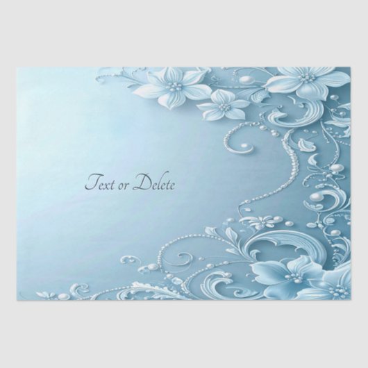 Papier Mousseline Blue Decorative Floral Tissue Paper (Recto)