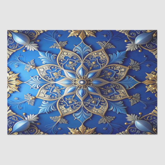 Papier Mousseline Blue Decorative Holiday Tissue Paper (Recto)
