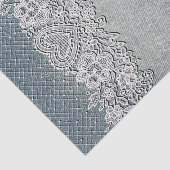 Papier Mousseline Blue Denim Jean & White Heart Lace Fête des mariée (Détail)
