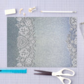 Papier Mousseline Blue Denim Jean & White Heart Lace Fête des mariée (Artisanat)