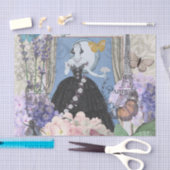 Papier Mousseline Blue Elegant Femme Floral Fancy Gown (Artisanat)