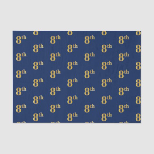 Papier Mousseline Blue, Faux Gold 8th (Huitième) Event Tissue Paper (Recto)