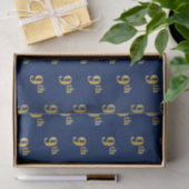 Papier Mousseline Blue, Faux Gold 9th (Neuvième) Event Tissue Paper (Cadeau)