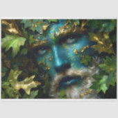 Papier Mousseline Blue Forest Guardian Enchanted Green Man Decoupage (Recto)