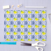 Papier Mousseline Blue Geometric Lemon Tile (Artisanat)