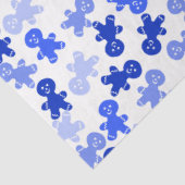 Papier Mousseline Blue Gingerbread Man Pattern on White (Détail)