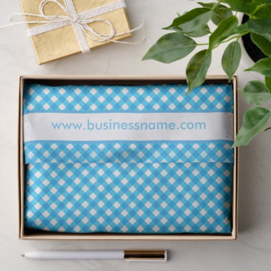 Papier Mousseline Blue Gingham Custom Text (Cadeau)