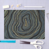 Papier Mousseline Blue Gold Swirl Glam Art Anniversaire (Artisanat)