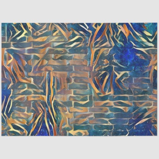 Papier Mousseline Blue Gold Wall Art Dream (Recto)
